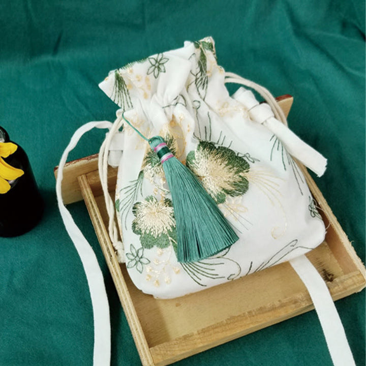 Buddha Stones Embroidered Flowers Cherry Blossoms Vine Canvas Crossbody Bag Shoulder Bag