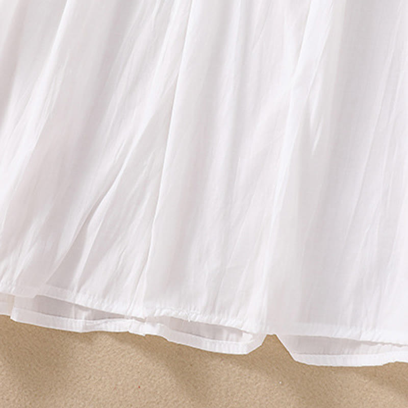 Buddha Stones Summer Solid Color Long Lantern Sleeve Drawstring Cotton Linen Women's Maxi Dress With Pockets - image 10