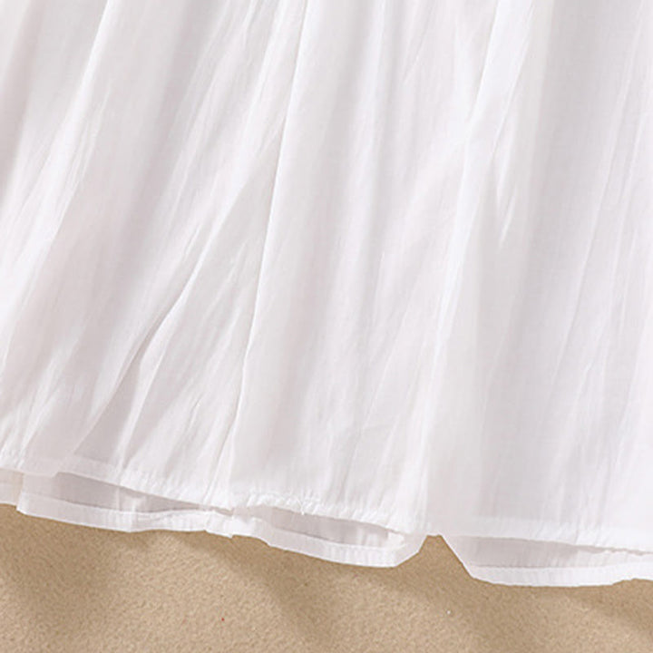 Buddha Stones Summer Solid Color Long Lantern Sleeve Drawstring Cotton Linen Women's Maxi Dress With Pockets