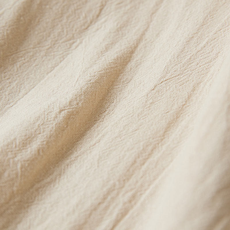 Buddha Stones Vintage Embroidery Frog-button Half Sleeve High Waist Cotton Linen Women's Midi Dress - image 11