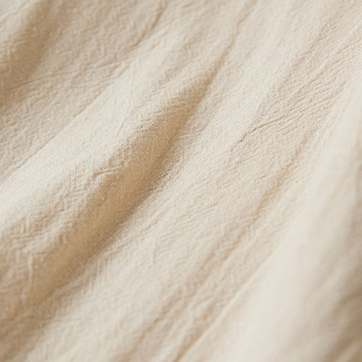 Buddha Stones Vintage Embroidery Frog-button Half Sleeve High Waist Cotton Linen Women's Midi Dress - image 11