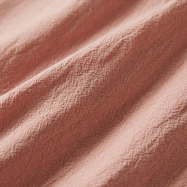 Buddha Stones Vintage Embroidery Frog-button Half Sleeve High Waist Cotton Linen Women's Midi Dress - image 16