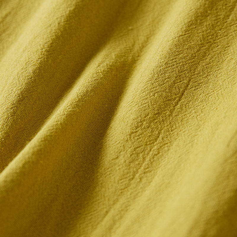 Buddha Stones Vintage Embroidery Frog-button Half Sleeve High Waist Cotton Linen Women's Midi Dress - image 4