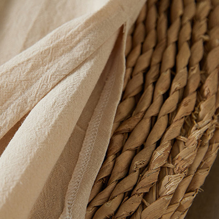 Buddha Stones Vintage Embroidery Frog-button Half Sleeve High Waist Cotton Linen Women's Midi Dress - image 10