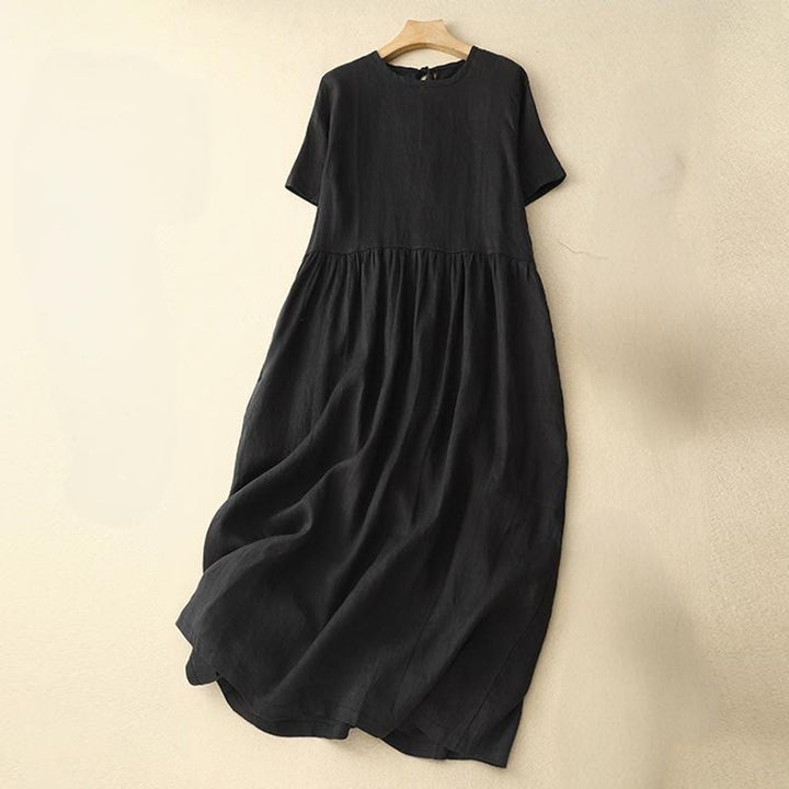 Buddha Stones Casual Short Sleeve Bowknot Tie Straps Women's Maxi Dress With Pockets
