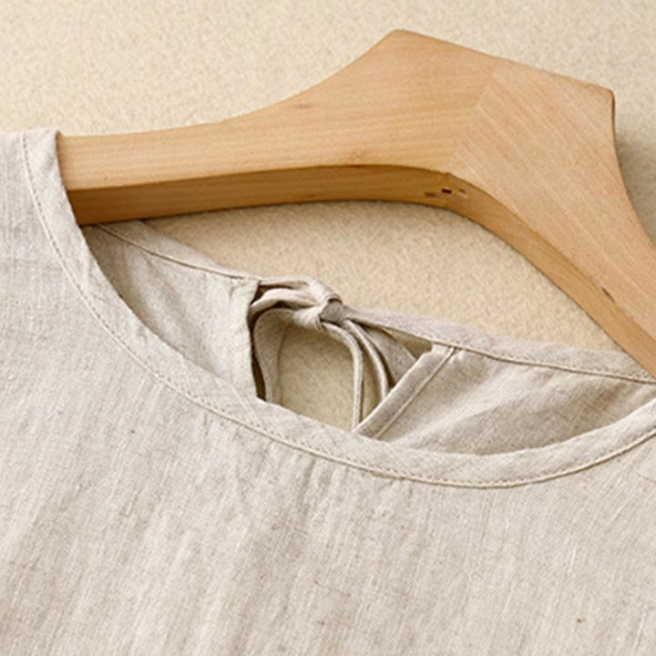 Buddha Stones Casual Short Sleeve Bowknot Tie Straps Women's Midi Dress With Pockets - image 17