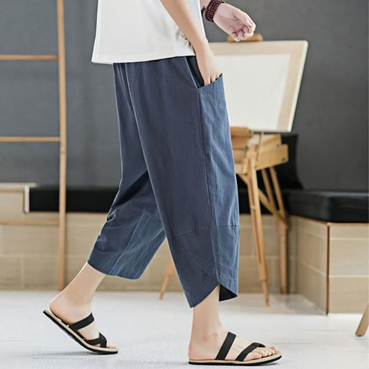 Buddha Stones Summer Men's Solid Color 7-8 Length Drawstring Pants With Pockets - image 24