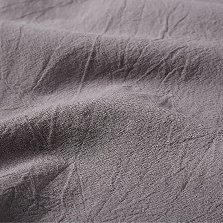 Buddha Stones 2Pcs Plain Notched Collar Short Sleeve T-Shirt Shorts With Pockets Cotton Linen Men's Meditation Cloth Set - image 18