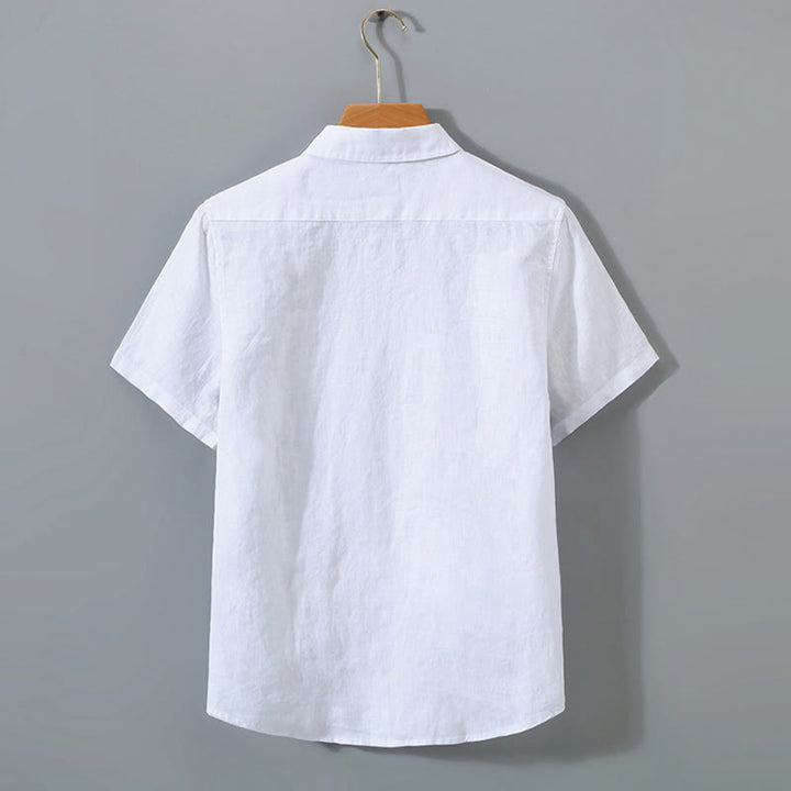 Buddha Stones Summer Casual Pure Color Button Cotton Men's Shirt WIth Pocket