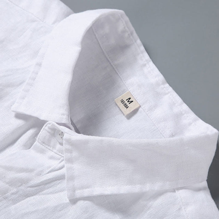 Buddha Stones Summer Casual Pure Color Button Cotton Men's Shirt WIth Pocket