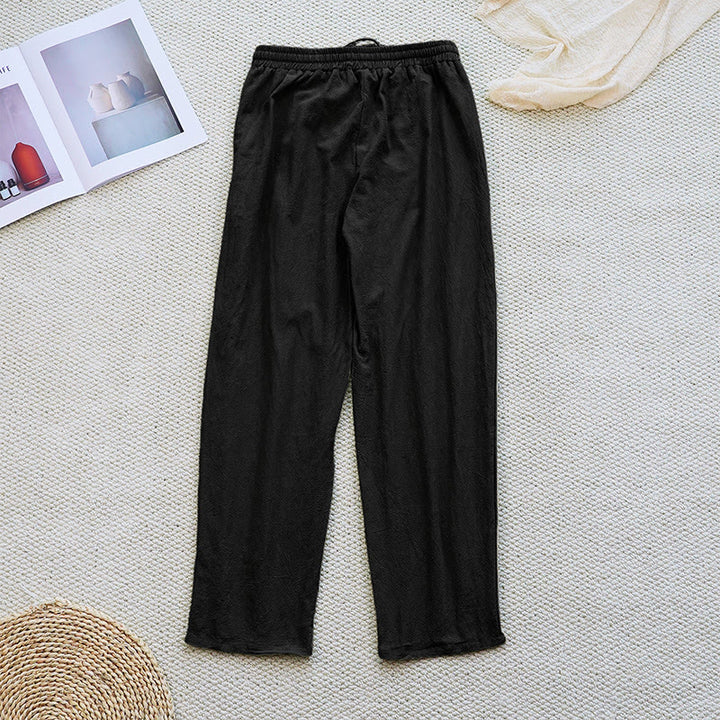 Buddha Stones Summer Plain Patchwork Design Drawstring Cotton Linen Women's Pants With Pockets