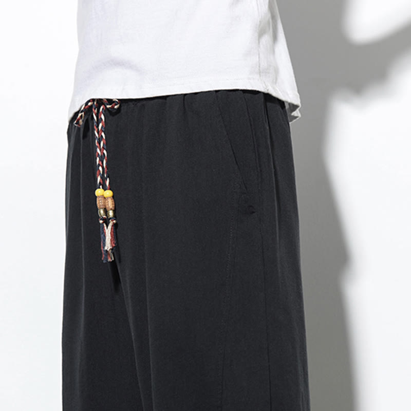 Buddha Stones Casual Summer Drawstring 7-8 Length Linen Men's Harem Pants With Pockets - image 28