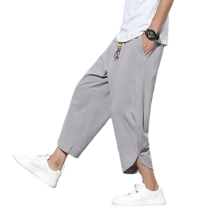 Buddha Stones Casual Summer Drawstring 7-8 Length Linen Men's Harem Pants With Pockets - image 8