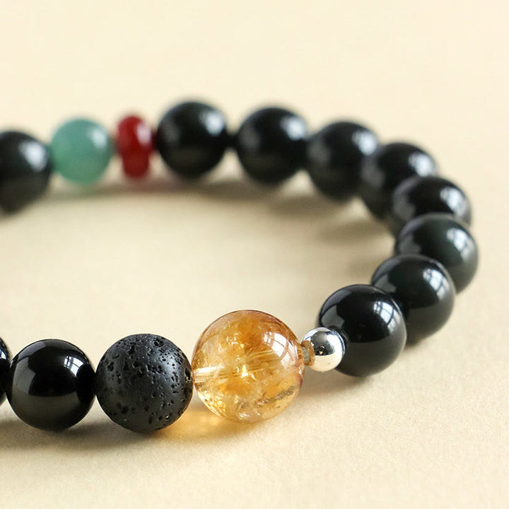 Buddha Stones Natural Black Obsidian Beads Strength Fulfillment Bracelet
