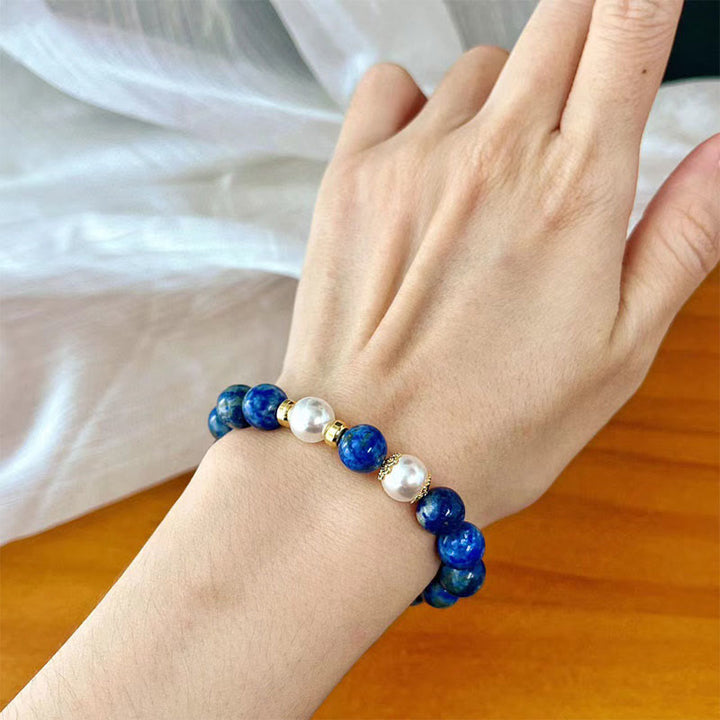 Buddha Stones Lazurite Lapis Lazuli Beads Serenity Balance Bracelet - image 4