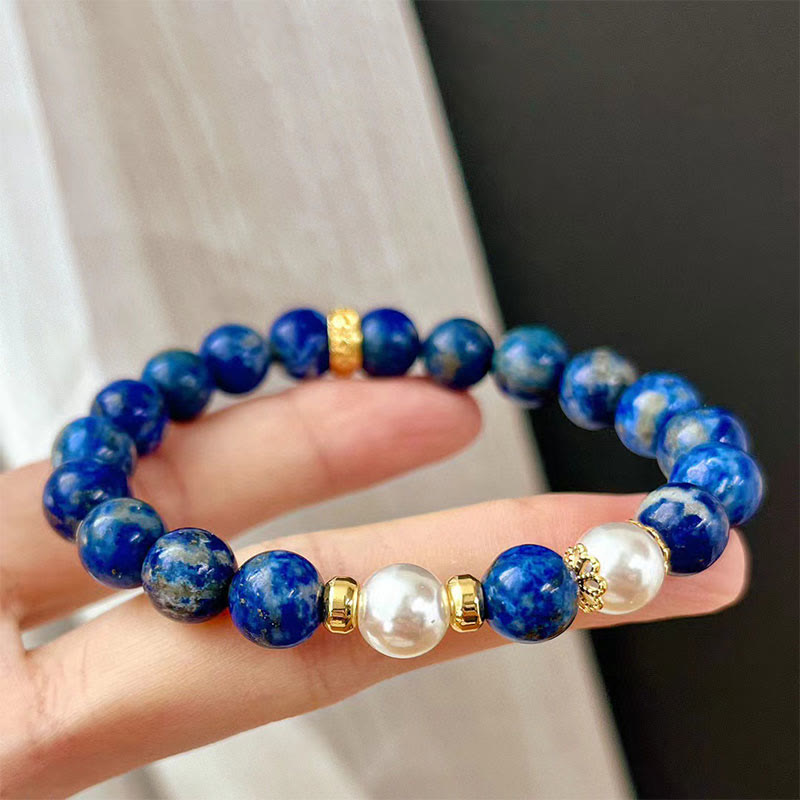 Buddha Stones Lazurite Lapis Lazuli Beads Serenity Balance Bracelet - image 1