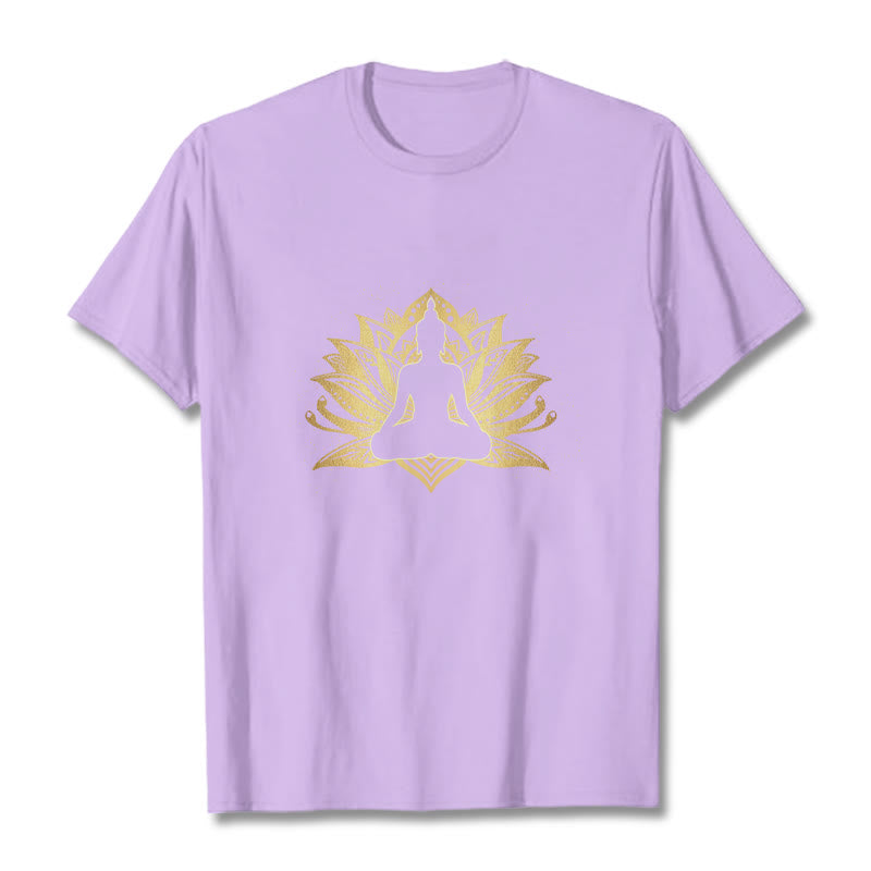 Buddha Stones Golden Lotus Meditation Buddha Tee T-shirt