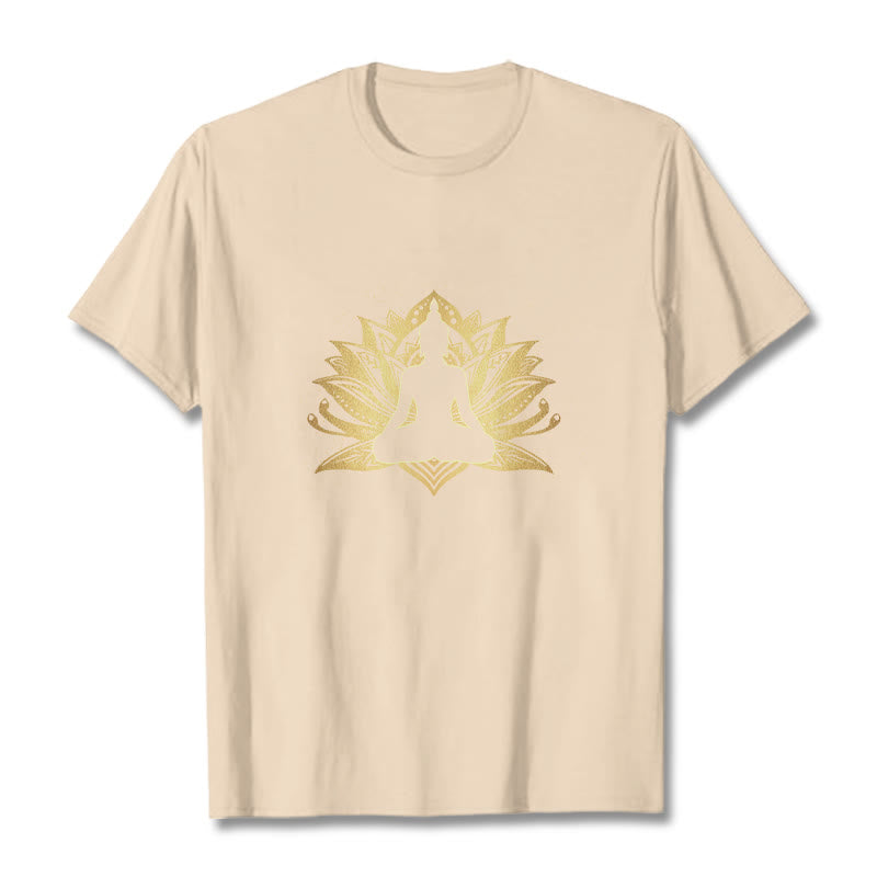 Buddha Stones Golden Lotus Meditation Buddha Tee T-shirt