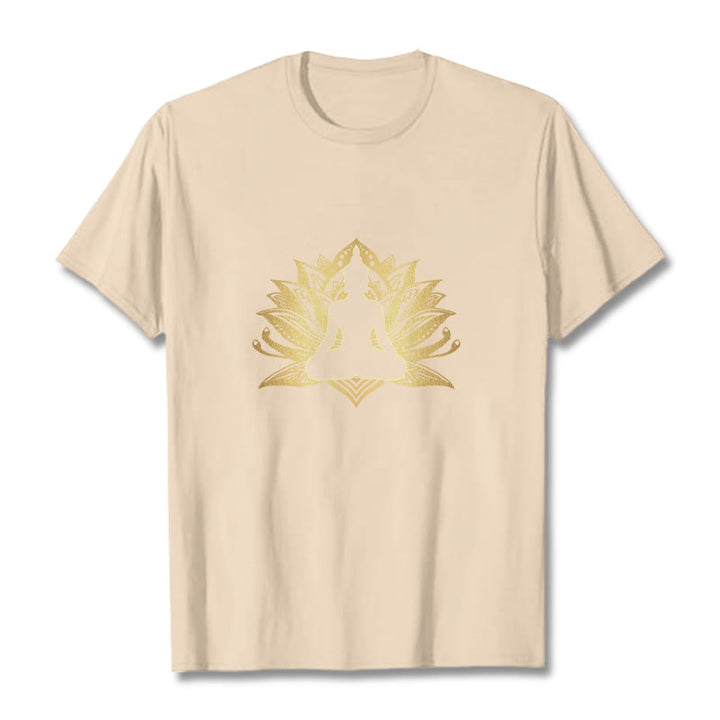 Buddha Stones Golden Lotus Meditation Buddha Tee T-shirt