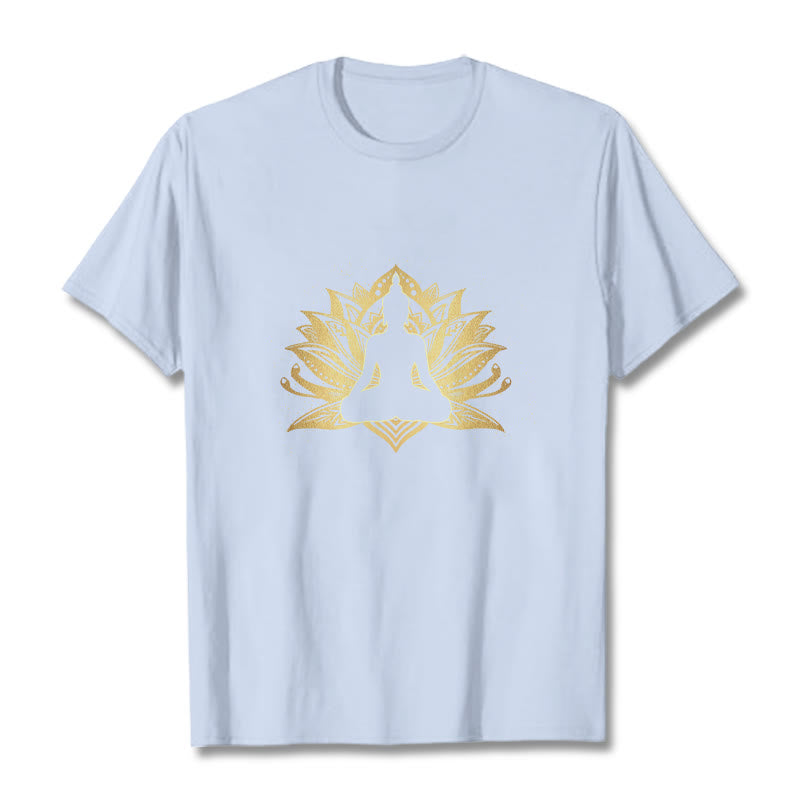 Buddha Stones Golden Lotus Meditation Buddha Tee T-shirt