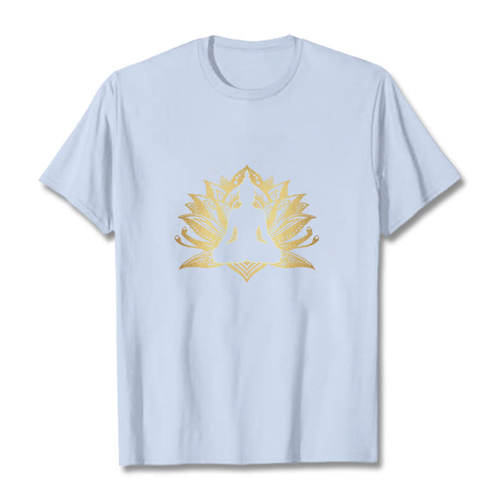 Buddha Stones Golden Lotus Meditation Buddha Tee T-shirt