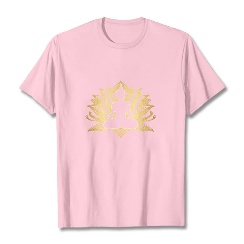 Buddha Stones Golden Lotus Meditation Buddha Tee T-shirt
