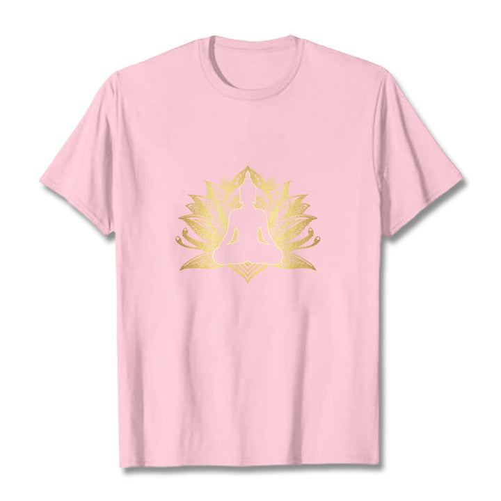 Buddha Stones Golden Lotus Meditation Buddha Tee T-shirt