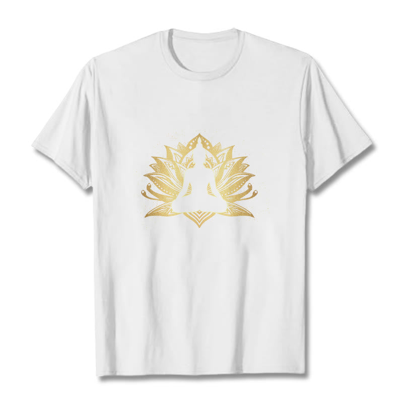Buddha Stones Golden Lotus Meditation Buddha Tee T-shirt