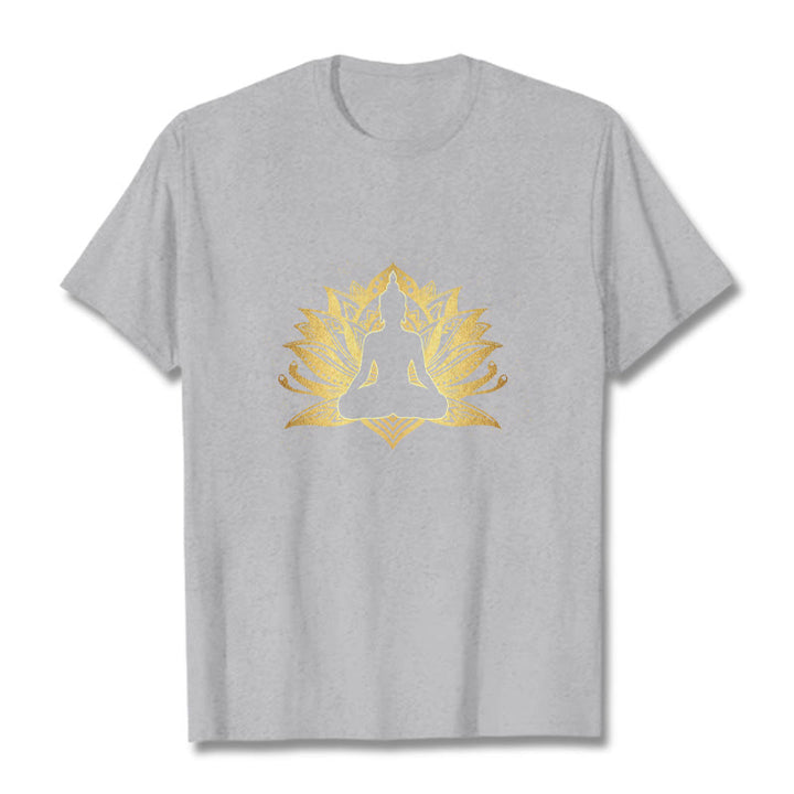 Buddha Stones Golden Lotus Meditation Buddha Tee T-shirt