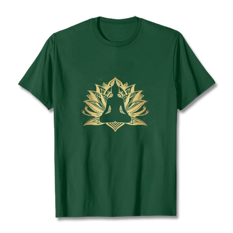 Buddha Stones Golden Lotus Meditation Buddha Tee T-shirt