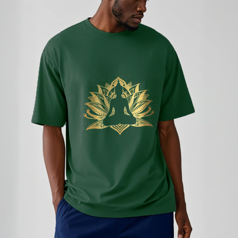 Buddha Stones Golden Lotus Meditation Buddha Tee T-shirt