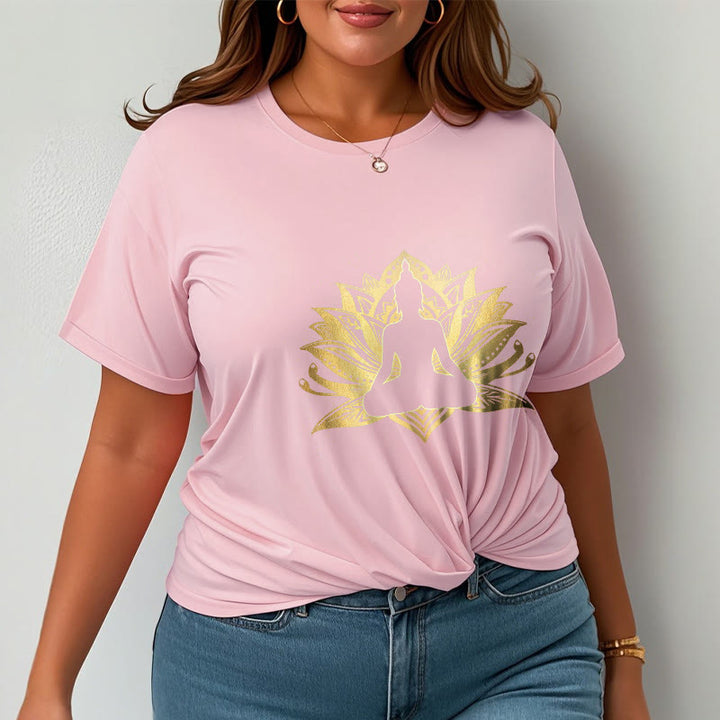 Buddha Stones Golden Lotus Meditation Buddha Tee T-shirt