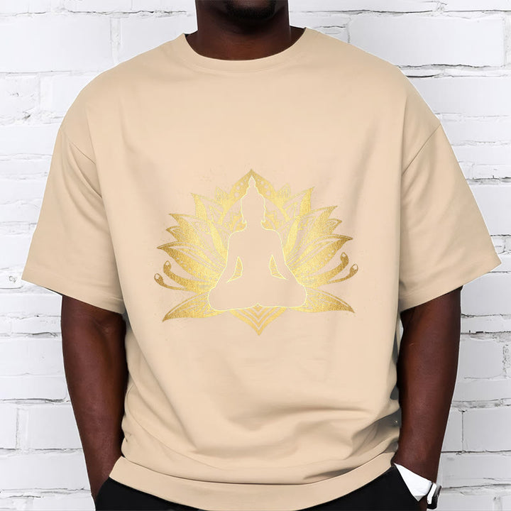 Buddha Stones Golden Lotus Meditation Buddha Tee T-shirt
