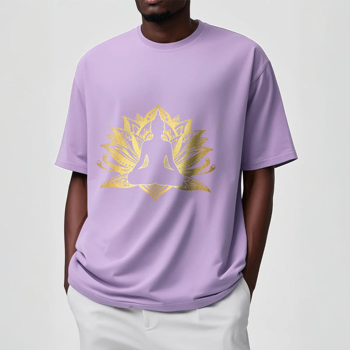 Buddha Stones Golden Lotus Meditation Buddha Tee T-shirt