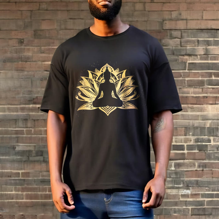 Buddha Stones Golden Lotus Meditation Buddha Tee T-shirt