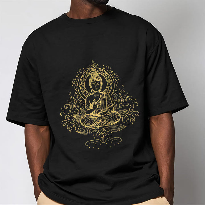 Buddha Stones Lotus Flower Vines Meditation Buddha Tee T-shirt