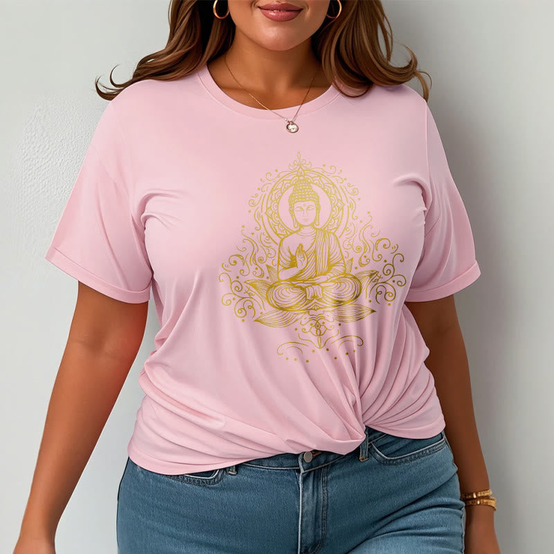 Buddha Stones Lotus Flower Vines Meditation Buddha Tee T-shirt