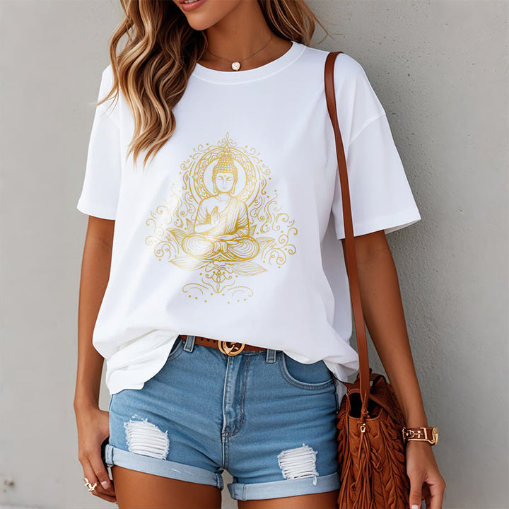 Buddha Stones Lotus Flower Vines Meditation Buddha Tee T-shirt