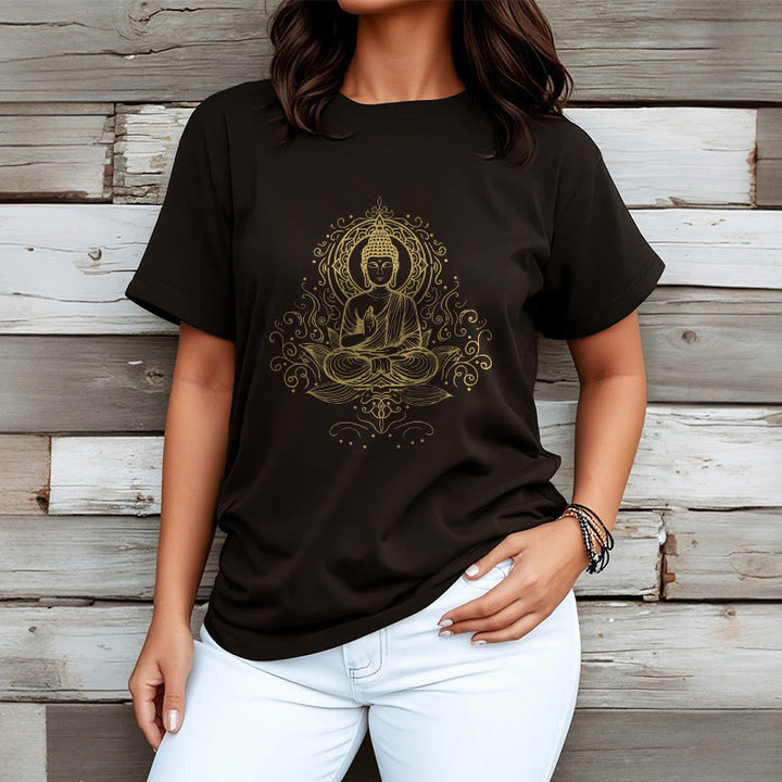 Buddha Stones Lotus Flower Vines Meditation Buddha Tee T-shirt