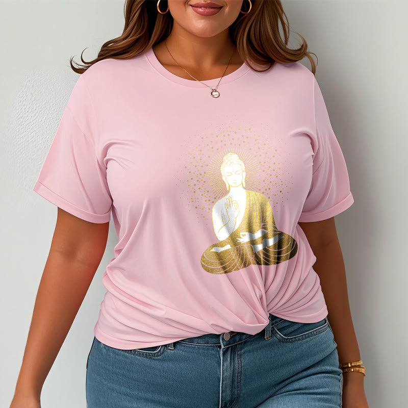 Buddha Stones Golden Meditation Buddha With Golden Aura Tee T-shirt