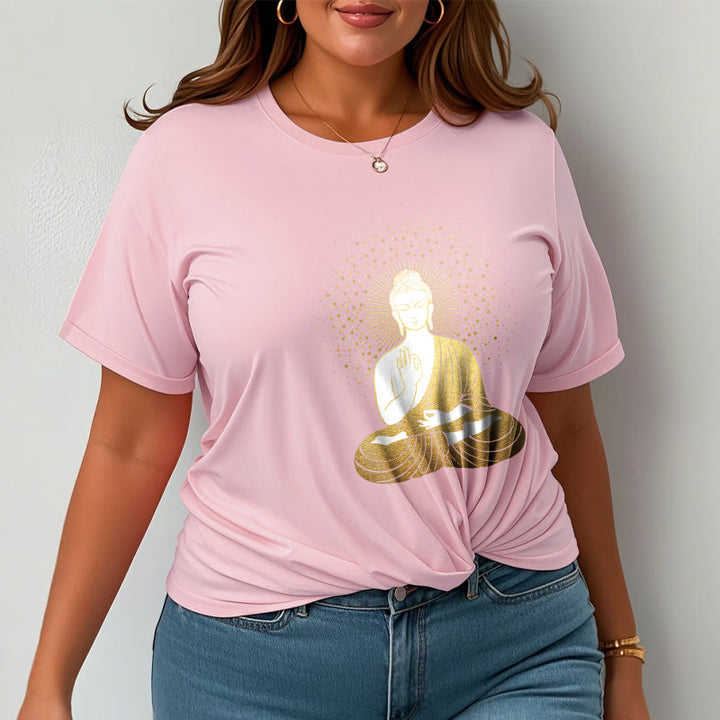 Buddha Stones Golden Meditation Buddha With Golden Aura Tee T-shirt