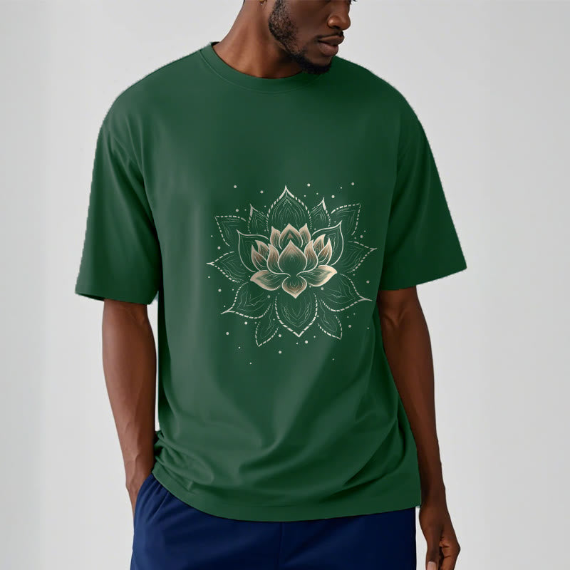 Buddha Stones Golden Lotus Flower Design Tee T-shirt