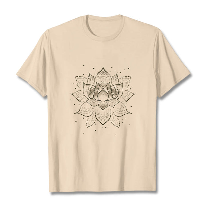 Buddha Stones Golden Lotus Flower Design Tee T-shirt