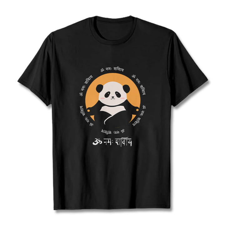 Buddha Stones Panda Sanskrit Namah Shivaya Tee T-shirt