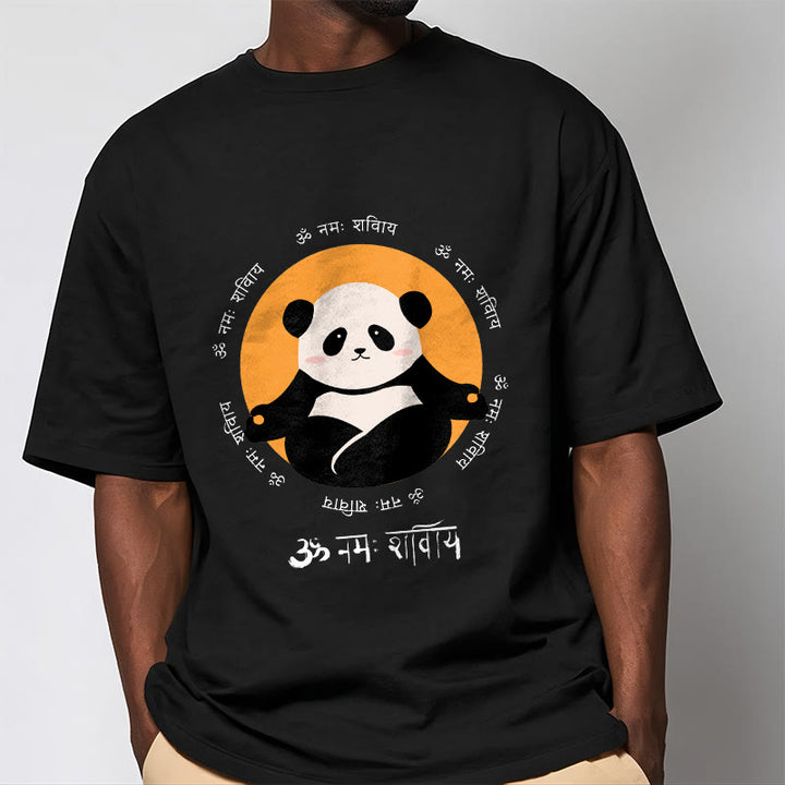 Buddha Stones Panda Sanskrit Namah Shivaya Tee T-shirt