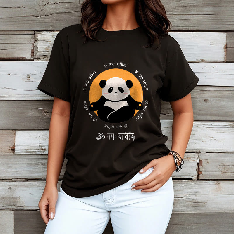 Buddha Stones Panda Sanskrit Namah Shivaya Tee T-shirt