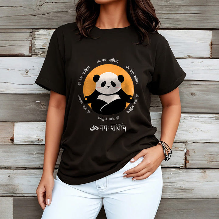 Buddha Stones Panda Sanskrit Namah Shivaya Tee T-shirt