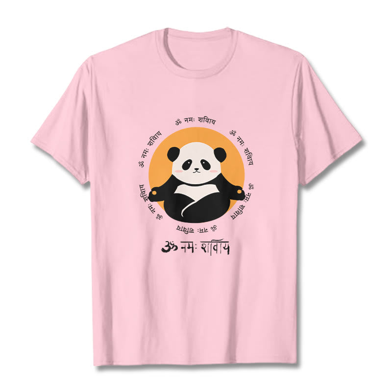 Buddha Stones Panda Sanskrit Namah Shivaya Tee T-shirt - LightPink - 2XL - image 12