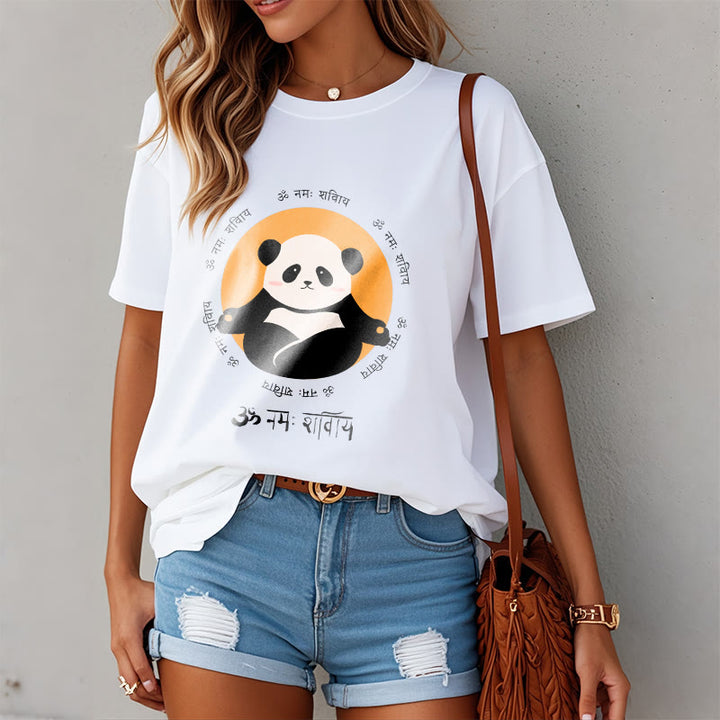 Buddha Stones Panda Sanskrit Namah Shivaya Tee T-shirt