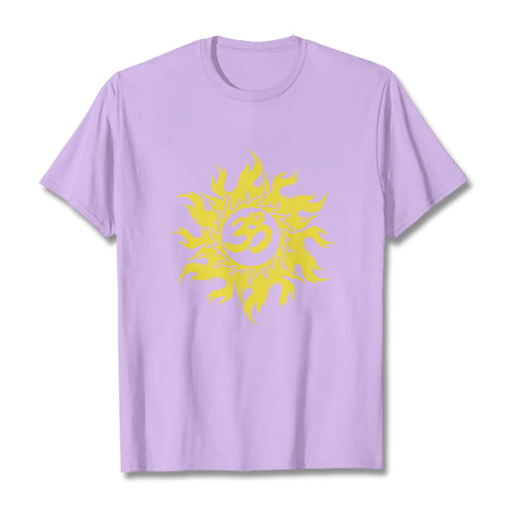 Buddha Stones OM Mantra Sanskrit Gold Sun Tee T-shirt